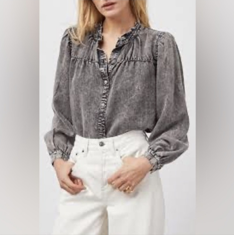 Rails Denim Button Down Long Sleeve Shirt Black W… - image 1
